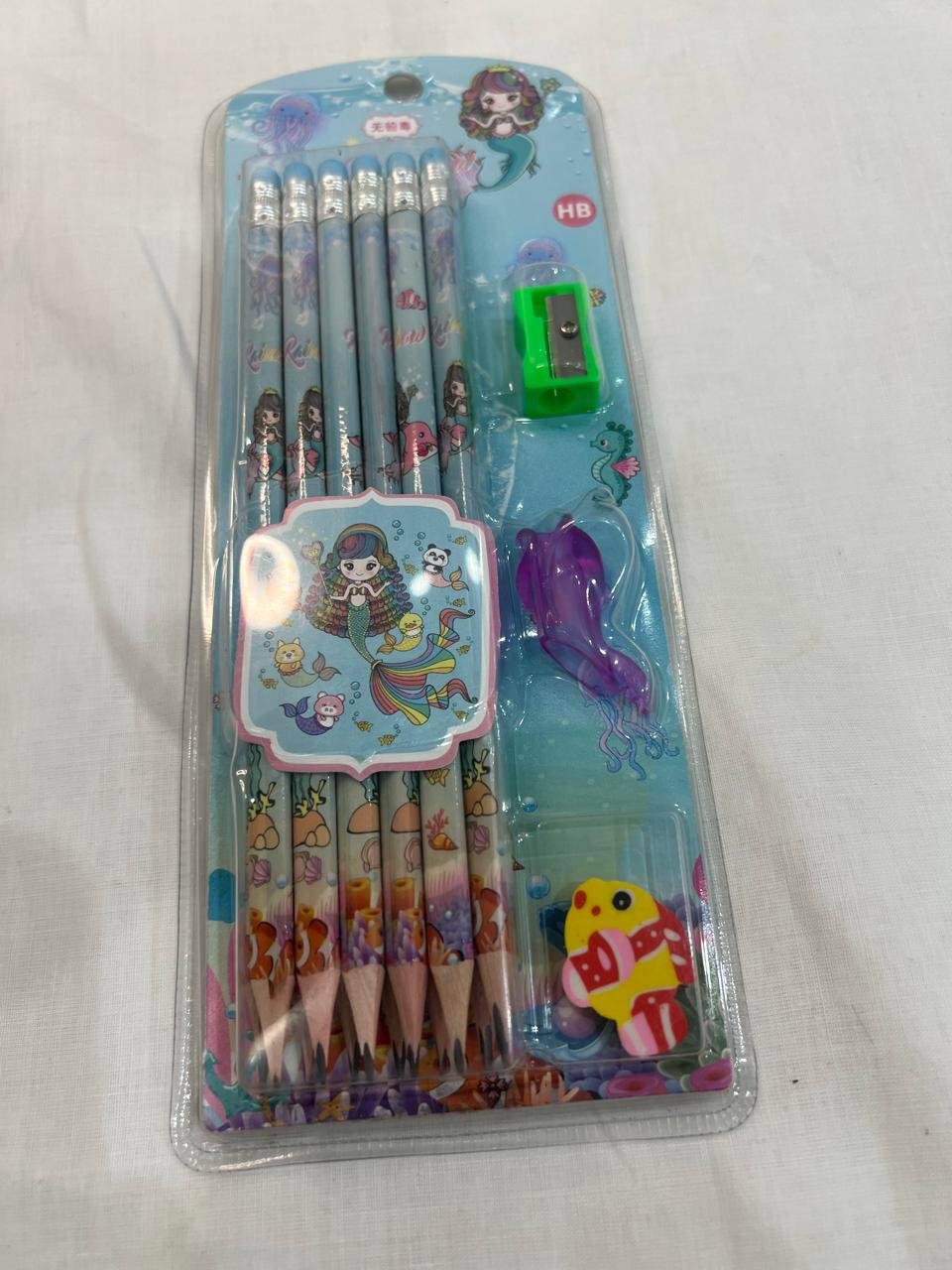 Fun blast Stylish Pencils stationary Kits | Pencil Set with erasers and Pencil cap for Kids