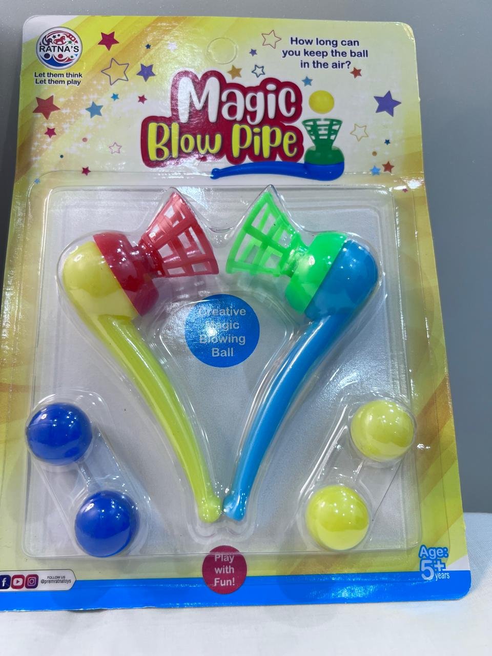House Of Tabar Tingar Magic Blow Pipe Ball Set Of 2 |Floating Blow ball Toy Tube
