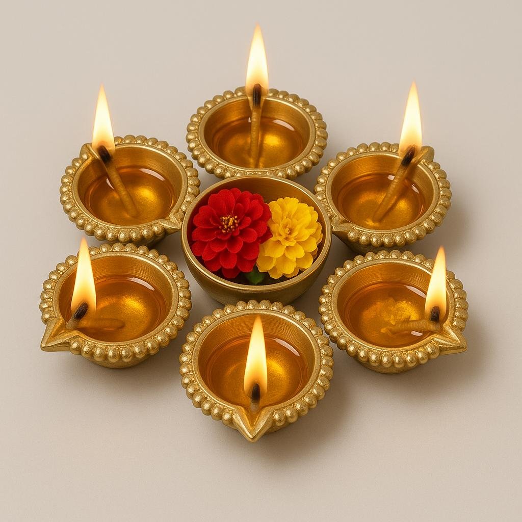 Pure Source India Handcrafted Diya Shape Flower Decorative Bowl