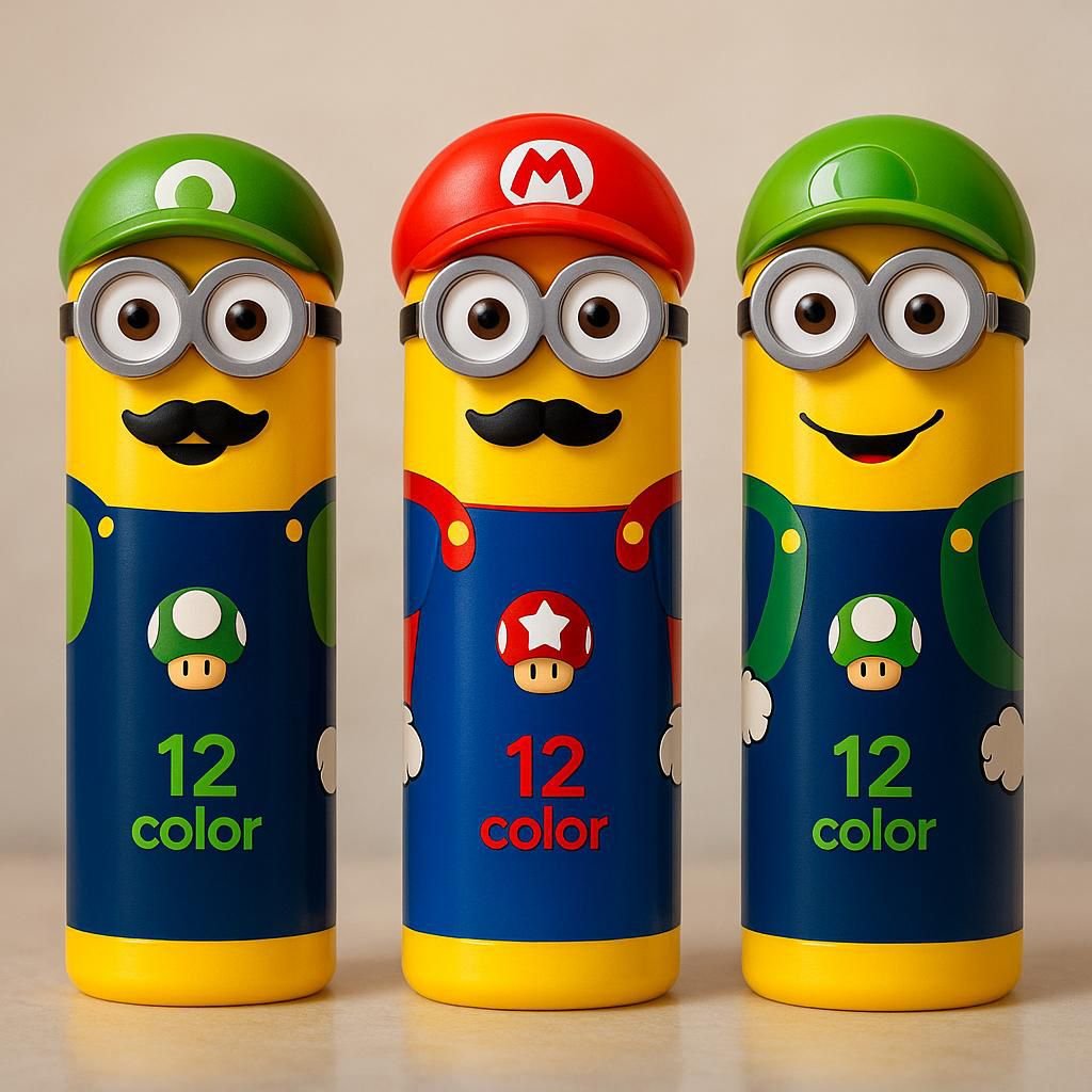 Minions cartoon character sketch pens box,12 colour pens for kids