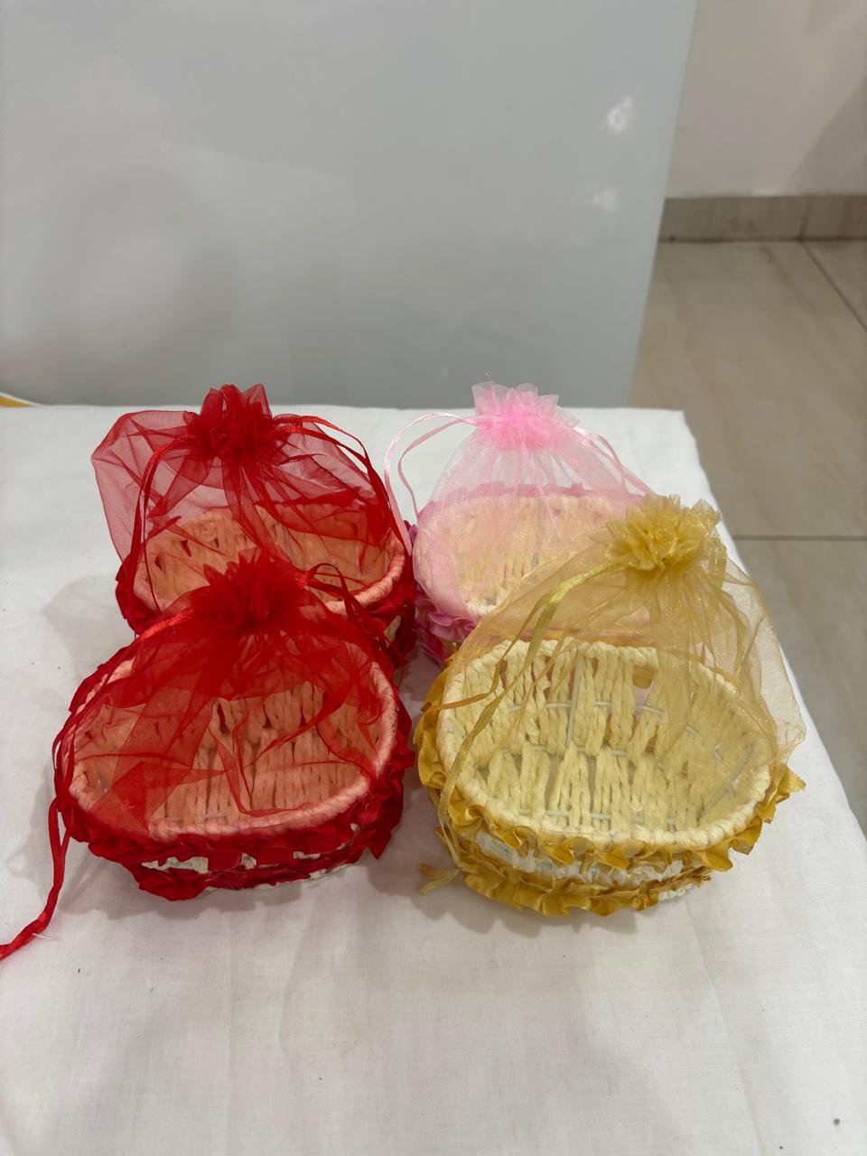 Decorative Hand made gift baskets with net